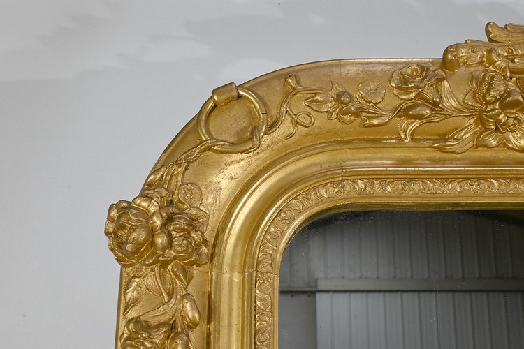Important Miroir en bois doré, style Louis XV – 1re partie XIXe