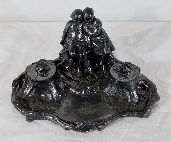  Tintenfass aus Zinn, Jugendstil – um 1900