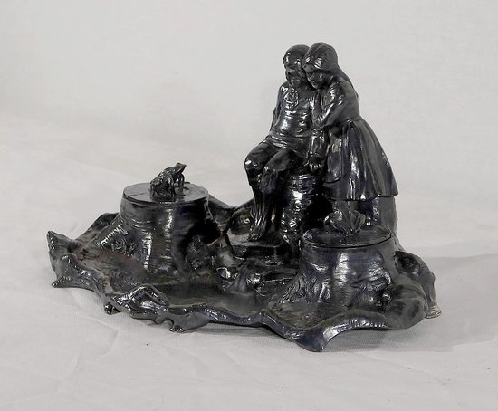  Tintenfass aus Zinn, Jugendstil – um 1900