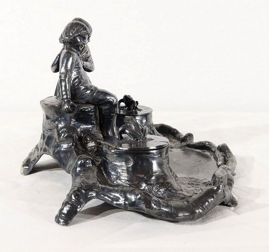  Tintenfass aus Zinn, Jugendstil – um 1900