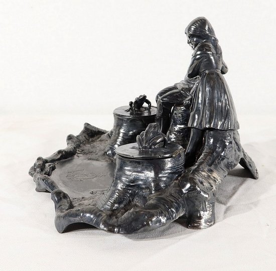  Tintenfass aus Zinn, Jugendstil – um 1900