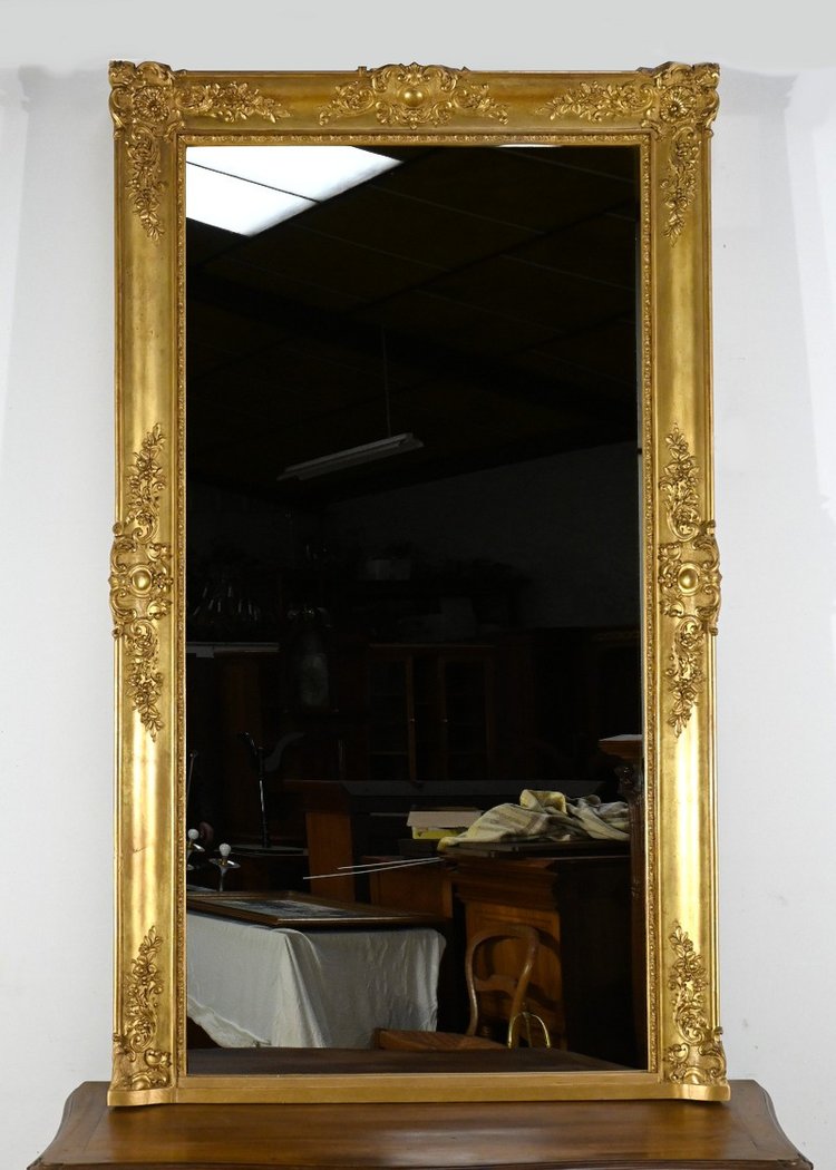 Important Miroir Doré à la Feuille, style Louis XIV – Milieu XIXe