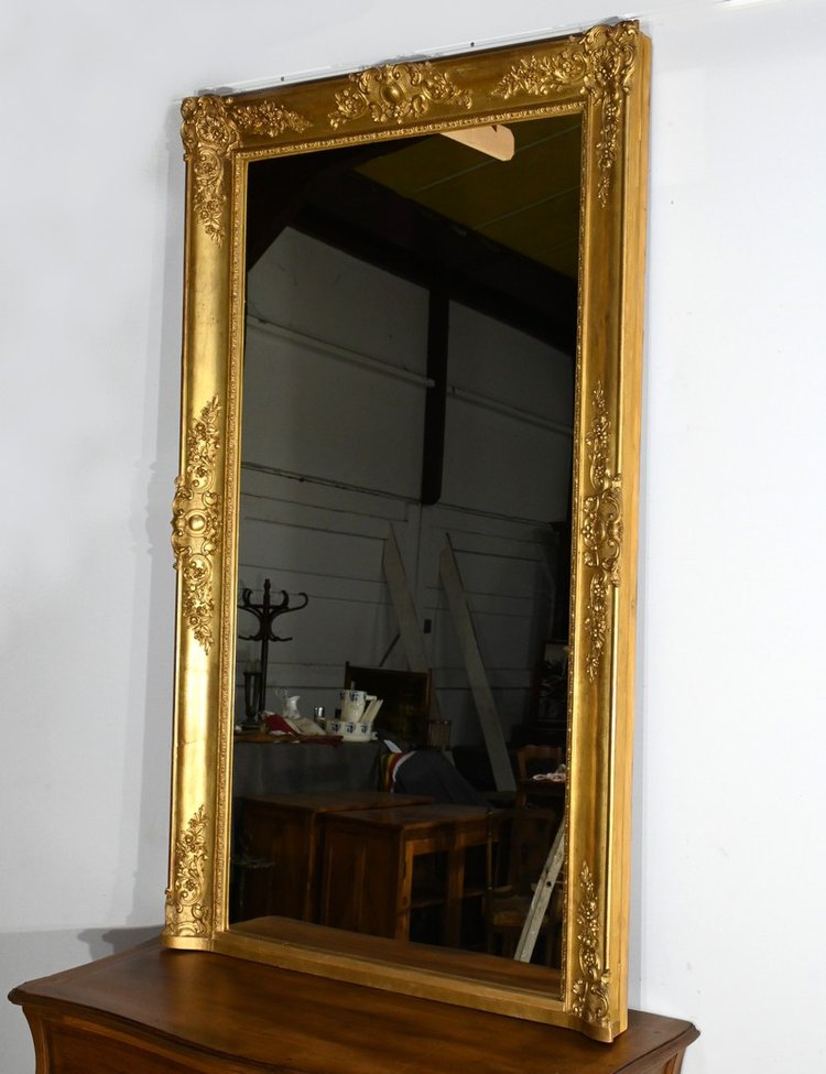 Important Miroir Doré à la Feuille, style Louis XIV – Milieu XIXe