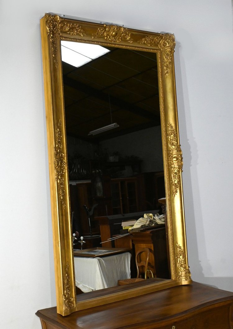 Important Miroir Doré à la Feuille, style Louis XIV – Milieu XIXe