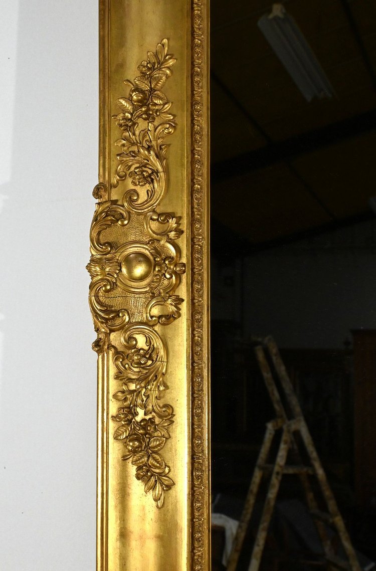 Important Miroir Doré à la Feuille, style Louis XIV – Milieu XIXe