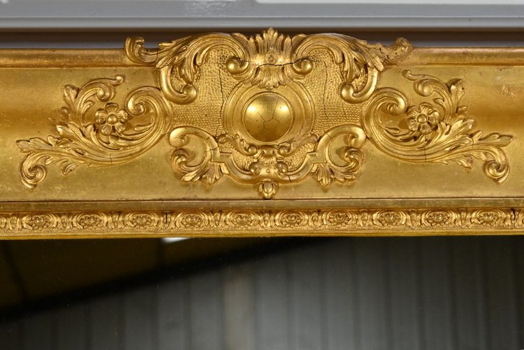 Important Miroir Doré à la Feuille, style Louis XIV – Milieu XIXe