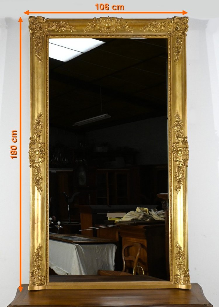Important Miroir Doré à la Feuille, style Louis XIV – Milieu XIXe