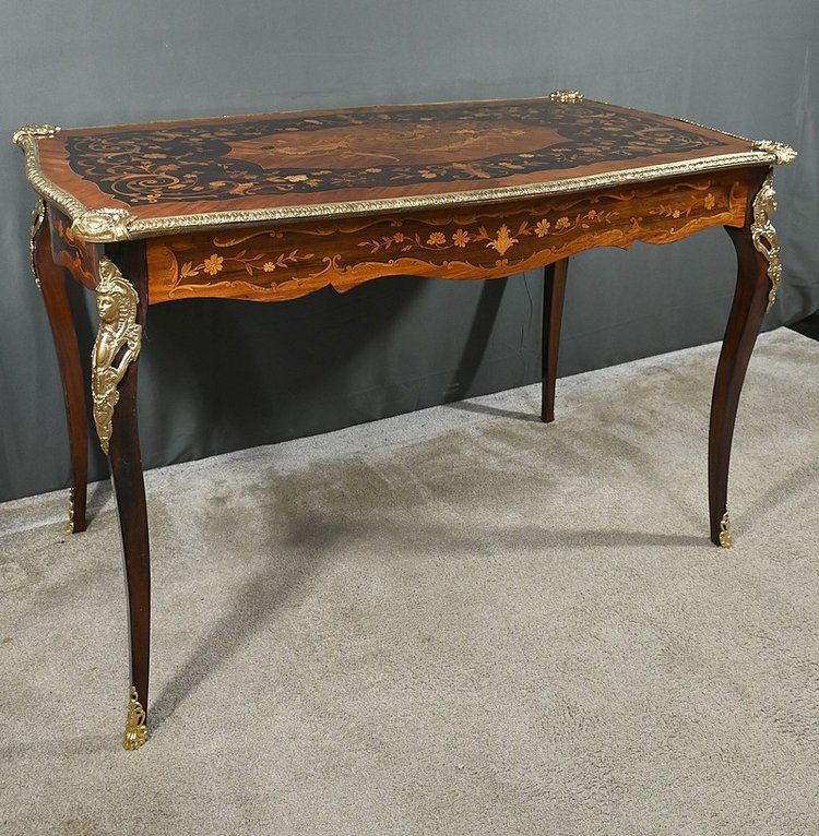 Table Bureau en Palissandre et Marqueteries, époque Napoléon III – 2ème partie XIXe