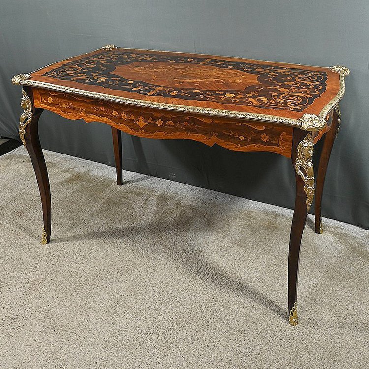 Table Bureau en Palissandre et Marqueteries, époque Napoléon III – 2ème partie XIXe