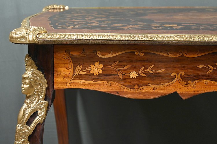 Table Bureau en Palissandre et Marqueteries, époque Napoléon III – 2ème partie XIXe