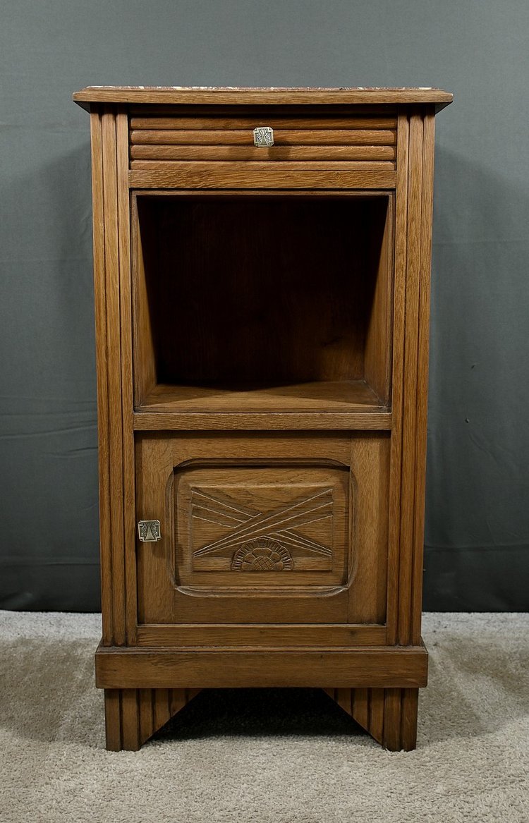 Tavolino in rovere e marmo, Art Déco - 1930