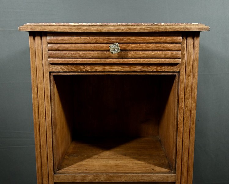 Tavolino in rovere e marmo, Art Déco - 1930