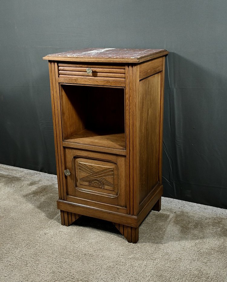 Tavolino in rovere e marmo, Art Déco - 1930