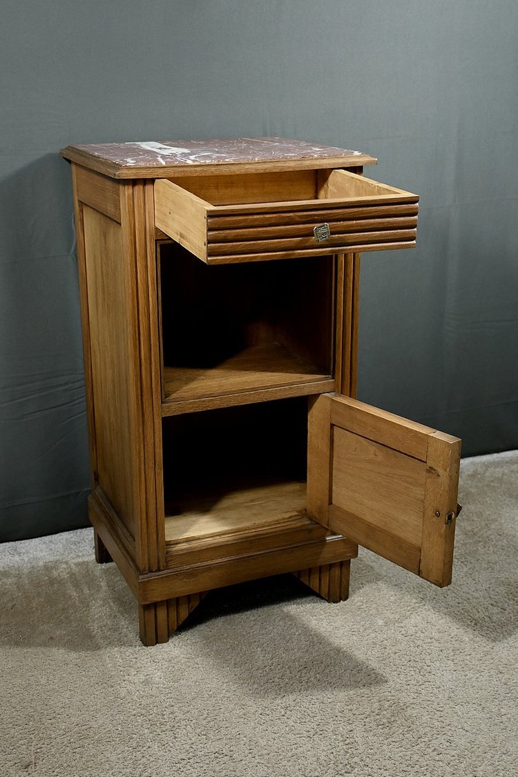 Tavolino in rovere e marmo, Art Déco - 1930