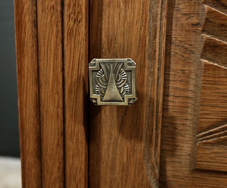 Tavolino in rovere e marmo, Art Déco - 1930