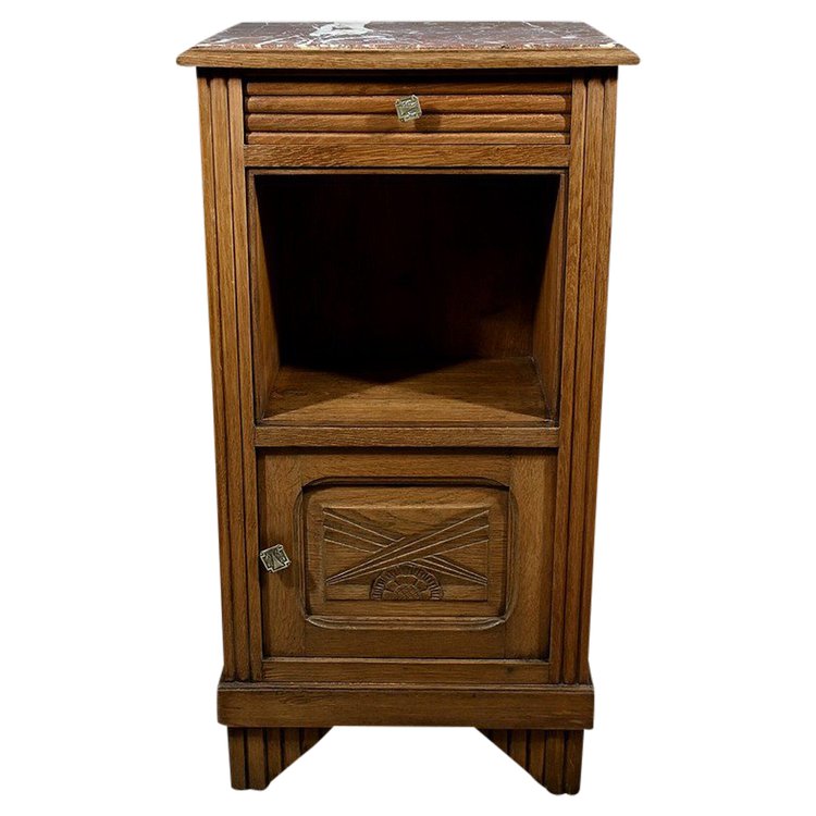 Tavolino in rovere e marmo, Art Déco - 1930