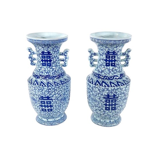  Pair of ceramic vases, China - Late 19th century