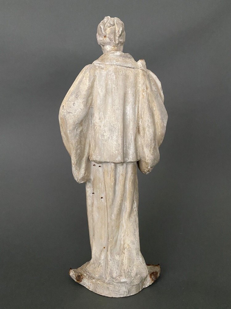 Statue d'atelier en plâtre par Charles Filleul femme à l'éventail XXe