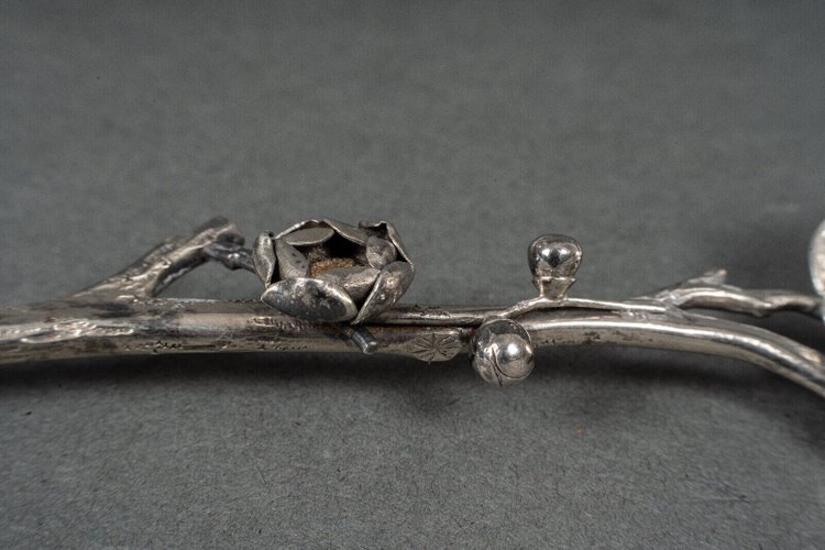 Dessert spoon in initial silver SM naturalist branch 64 grams