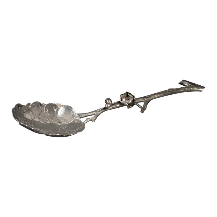 Dessert spoon in initial silver SM naturalist branch 64 grams