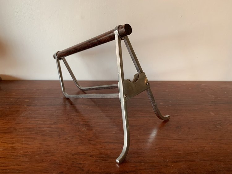 Rosewood and chrome bottle-holder by Jacques Adnet 20th century