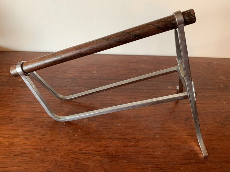 Rosewood and chrome bottle-holder by Jacques Adnet 20th century