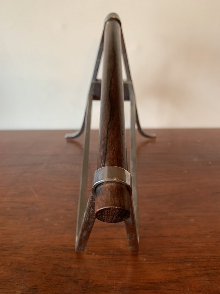 Rosewood and chrome bottle-holder by Jacques Adnet 20th century