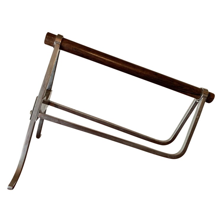 Rosewood and chrome bottle-holder by Jacques Adnet 20th century