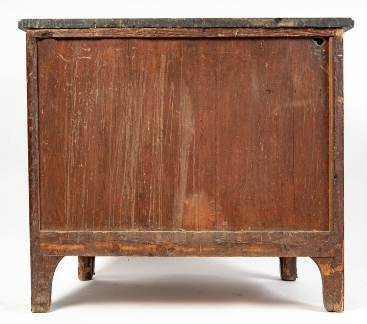 Bon Durand - Piccola cassettiera in legno di raso, palissandro e legno di violetta periodo Luigi XV 1765 ca.