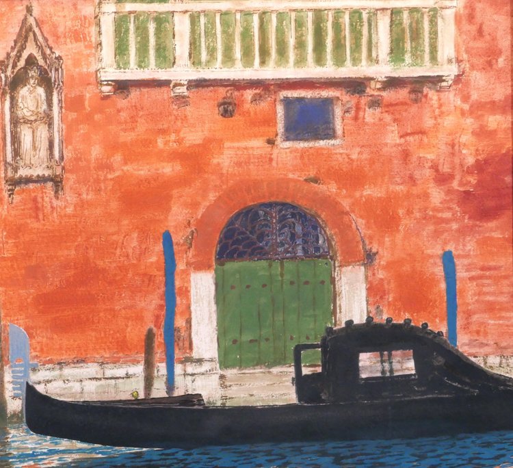 Sigismond JEANES 1863 - 1952 Venise, paysage à la gondole, tableau, vers 1920-30