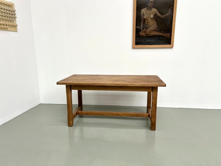 Small antique farm table with square legs, circa 1970