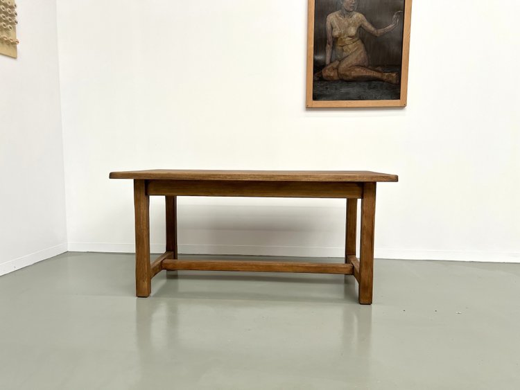 Small antique farm table with square legs, circa 1970
