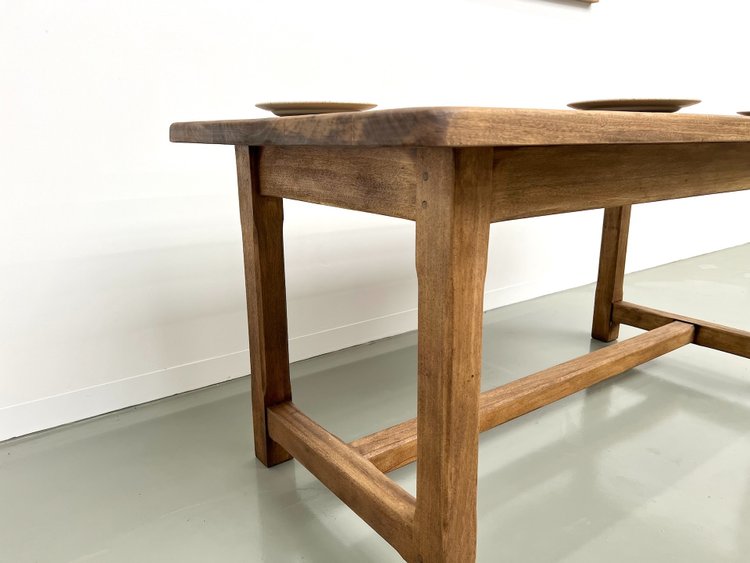 Small antique farm table with square legs, circa 1970
