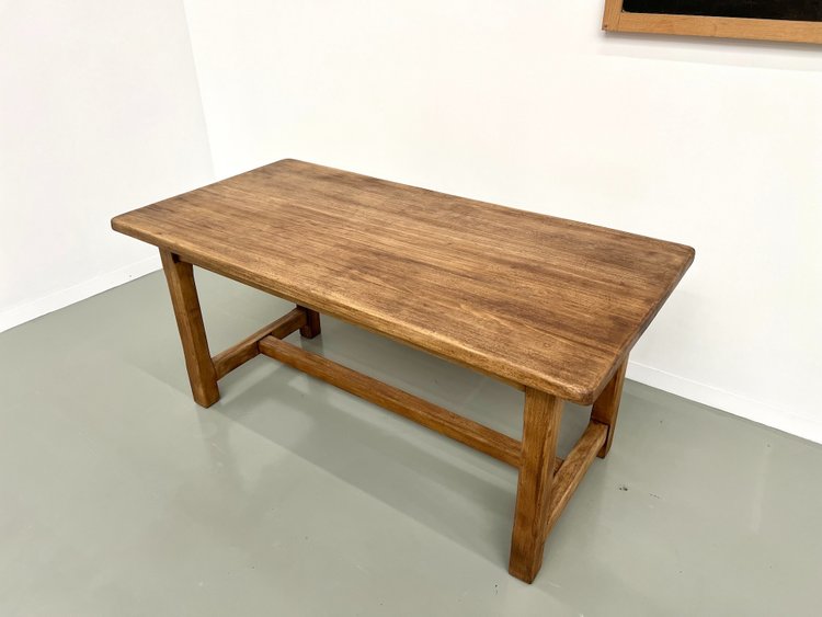 Small antique farm table with square legs, circa 1970