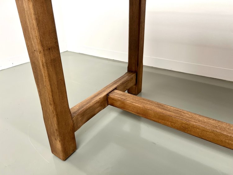 Small antique farm table with square legs, circa 1970