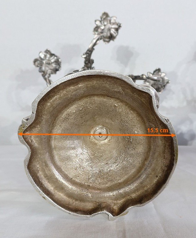 Paire de Candélabres en Bronze Argenté, style Louis XV – XIXe