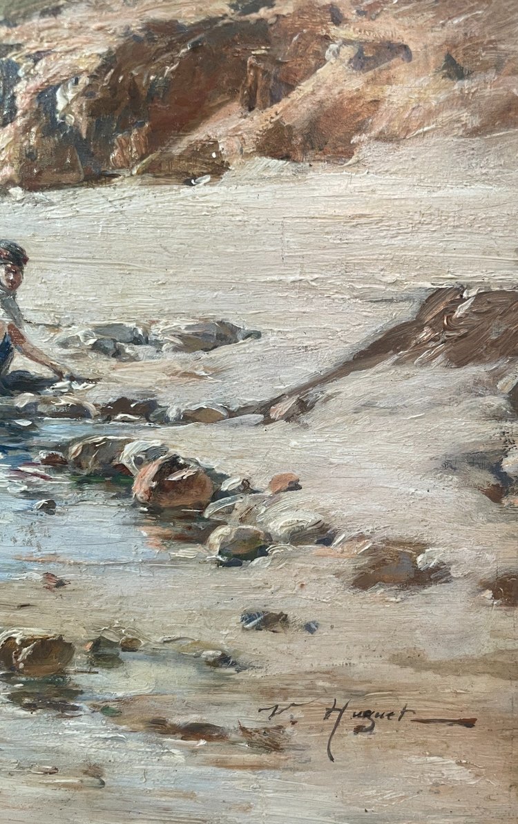 Öl auf orientalistischem Panel, signiert Victor Huguet (1835 - 1902)