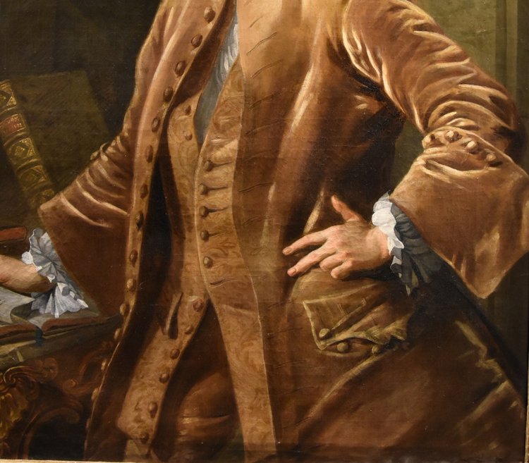 Thomas Hudson (Devon 1701 - London 1799), Porträt eines Notabels in seinem Arbeitszimmer