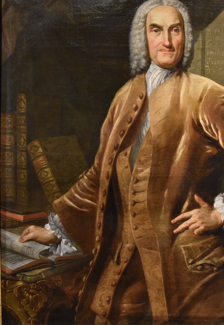 Thomas Hudson (Devon 1701 - London 1799), Porträt eines Notabels in seinem Arbeitszimmer