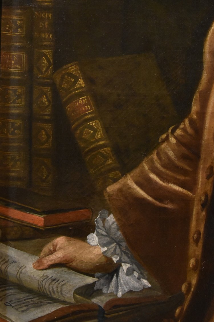 Thomas Hudson (Devon 1701 - London 1799), Porträt eines Notabels in seinem Arbeitszimmer