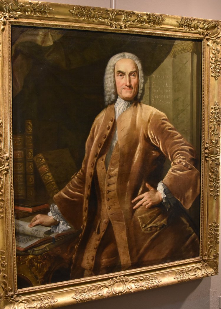 Thomas Hudson (Devon 1701 - London 1799), Porträt eines Notabels in seinem Arbeitszimmer