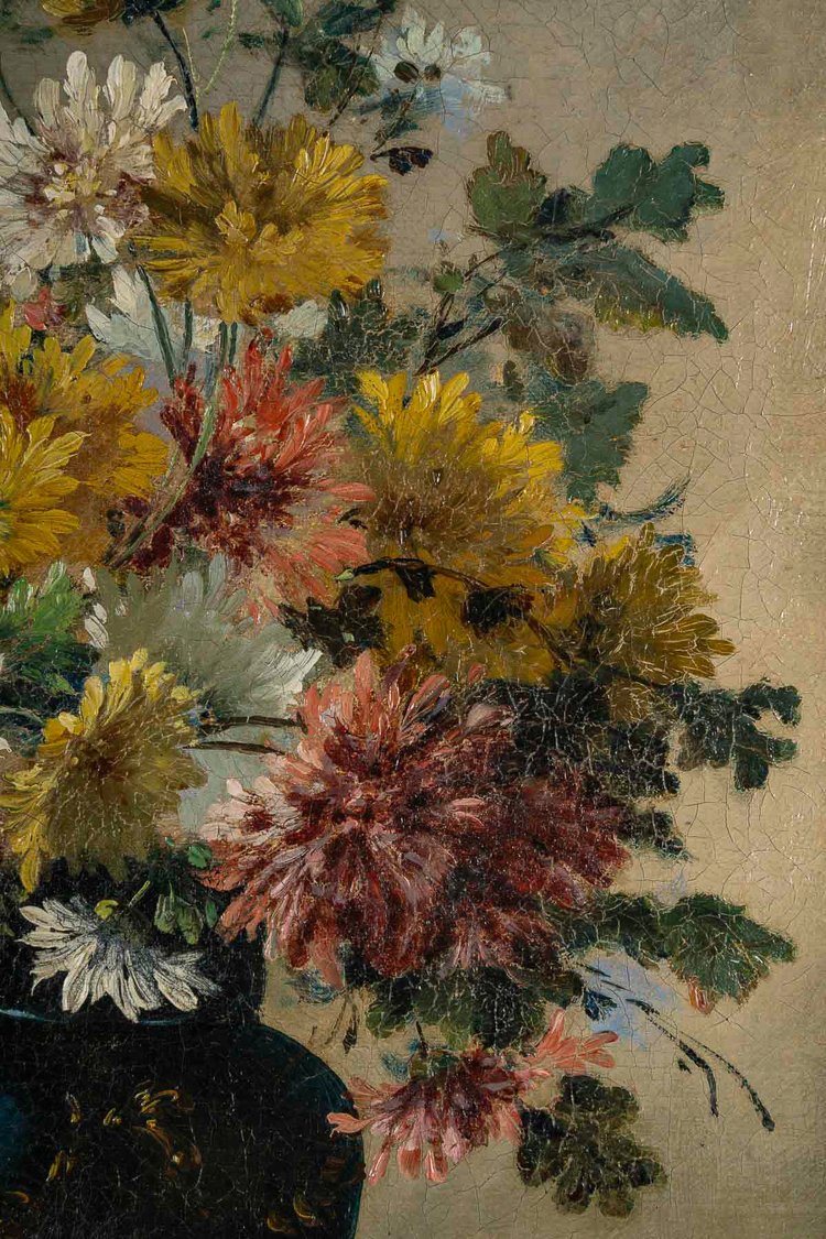 Eugène Henri Cauchois (1850-1911) Bouquet di margherite olio su tela 1890 circa