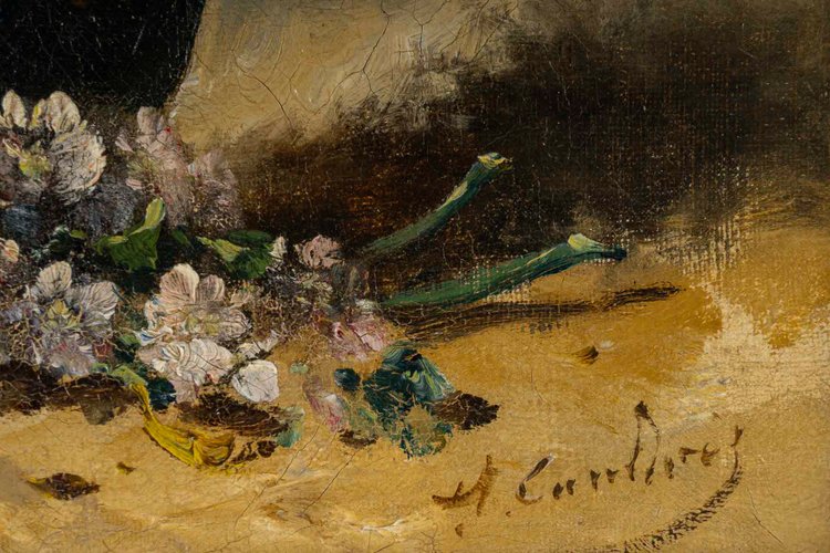 Eugène Henri Cauchois (1850-1911) Bouquet di margherite olio su tela 1890 circa