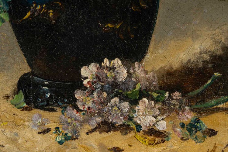 Eugène Henri Cauchois (1850-1911) Bouquet di margherite olio su tela 1890 circa