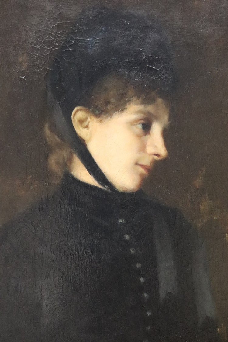 G. Puricelli, Frauenporträt, Öl auf Leinwand, 19. Jh.