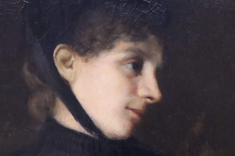 G. Puricelli, Frauenporträt, Öl auf Leinwand, 19. Jh.