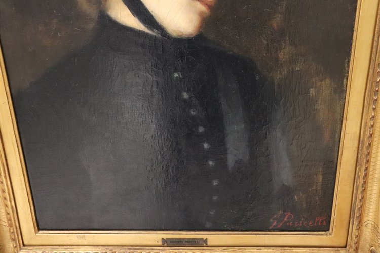 G. Puricelli, Frauenporträt, Öl auf Leinwand, 19. Jh.