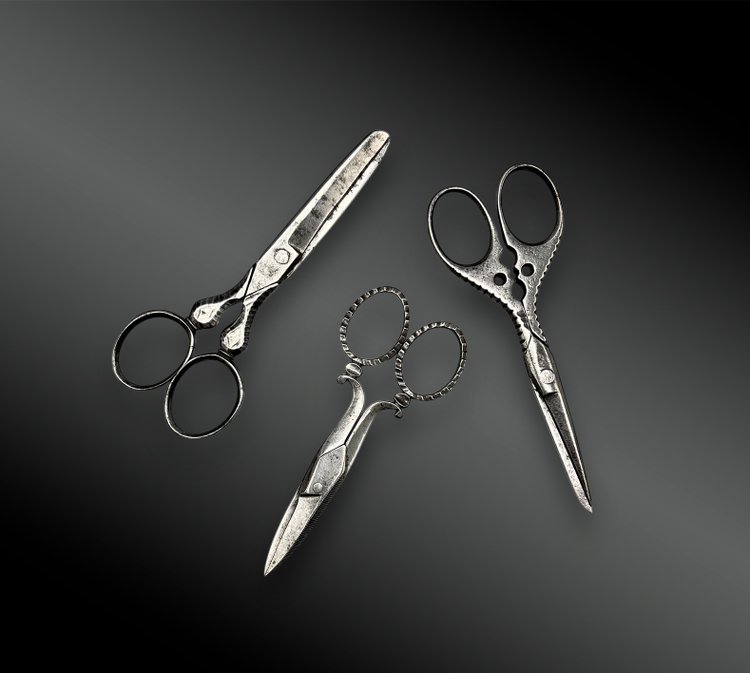 Set di SETTE COPPIE DI CISEAUX - Francia e Inghilterra - Fine XIX secolo e circa 1900