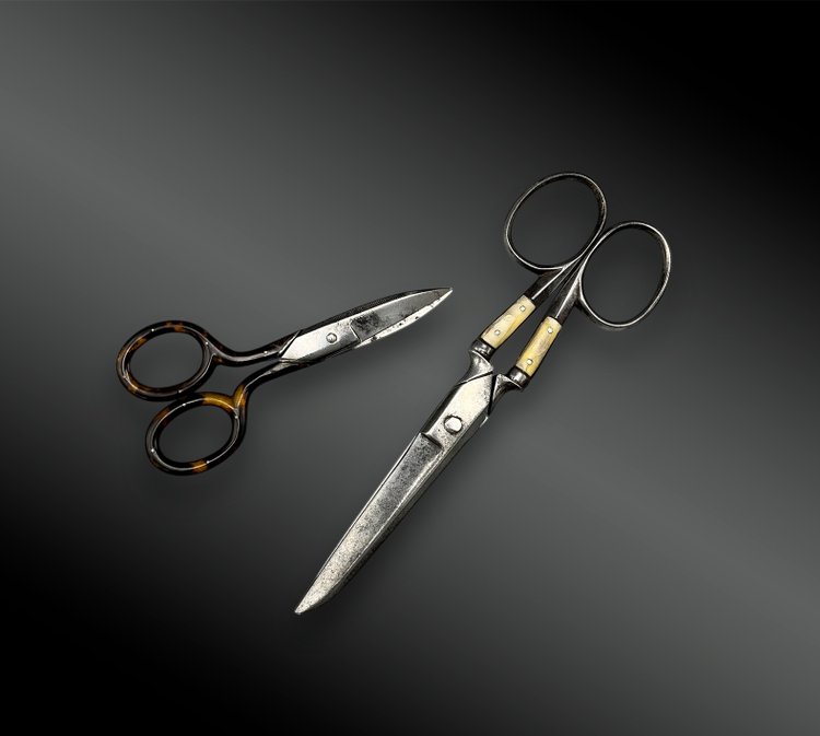 Set di SETTE COPPIE DI CISEAUX - Francia e Inghilterra - Fine XIX secolo e circa 1900