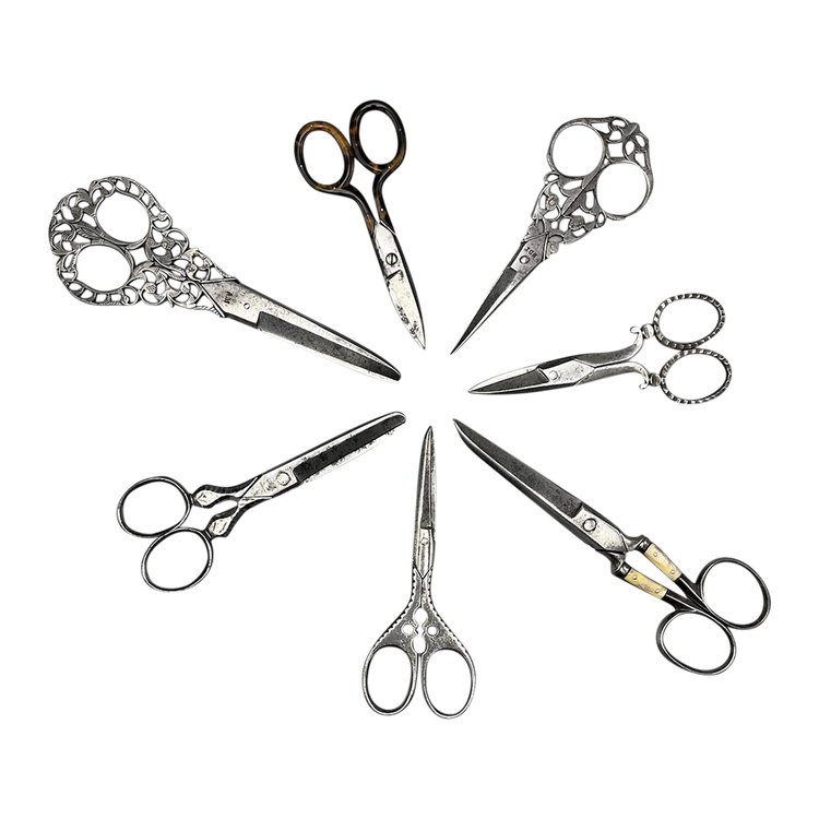 Set di SETTE COPPIE DI CISEAUX - Francia e Inghilterra - Fine XIX secolo e circa 1900